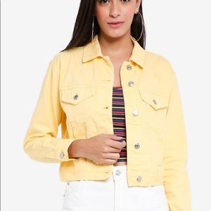 Top shop fitted yellow denim jacket